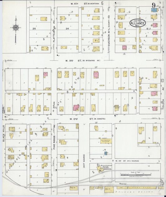 Sanborn Fire Insurance Map from Alliance, Box Butte County, Nebraska (1920), Sheet #0009 - Historic Sanborn Fire Insurance Map Print, vintage old map wall art, antique decor, genealogy gift, Nebraska Nebraska map