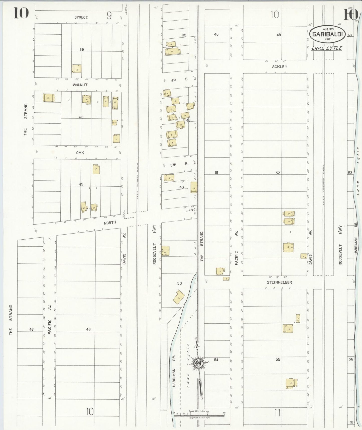 Sanborn Fire Insurance Map from Garibaldi, Tillamook County, Oregon (1929), Sheet #0010 - Complete Map Set gallery image, historic Sanborn map, vintage wall art, Oregon Oregon