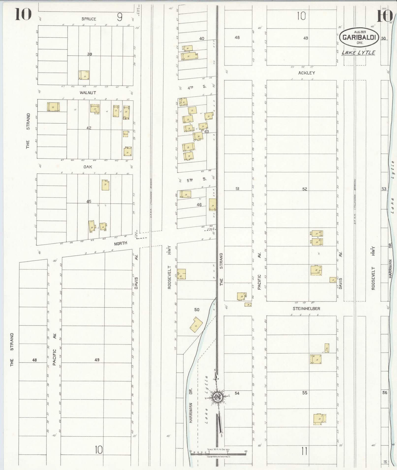 Sanborn Fire Insurance Map from Garibaldi, Tillamook County, Oregon (1929), Sheet #0010 - Complete Map Set gallery image, historic Sanborn map, vintage wall art, Oregon Oregon