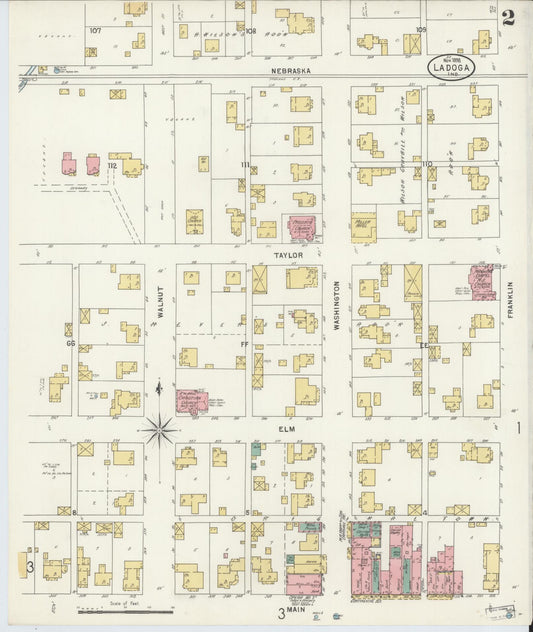 Sanborn Fire Insurance Map from Ladoga, Montgomery County, Indiana (1898), Sheet #0002 - Historic Sanborn Fire Insurance Map Print, vintage old map wall art, antique decor, genealogy gift, Indiana Indiana map