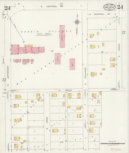 Sanborn Fire Insurance Map from Mexico, Audrain County, Missouri (1926), Sheet #0024 - Complete Map Set gallery image, historic Sanborn map, vintage wall art, Missouri Missouri