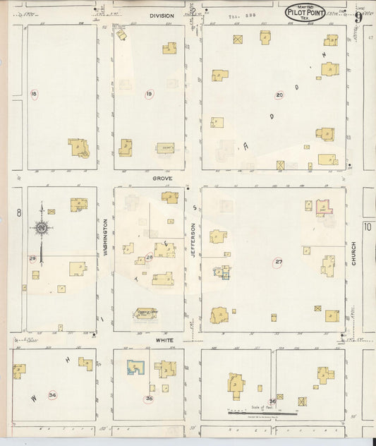 Sanborn Fire Insurance Map from Pilot Point, Denton County, Texas (1940), Sheet #0009 - Historic Sanborn Fire Insurance Map Print, vintage old map wall art, antique decor, genealogy gift, Texas Texas map