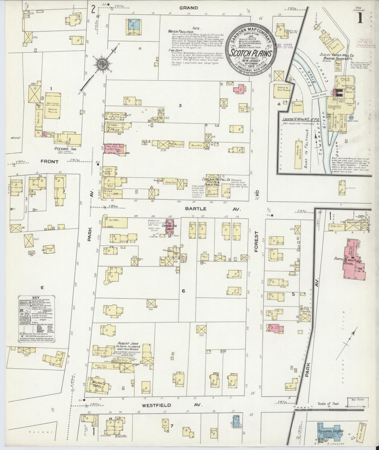 Sanborn Fire Insurance Map from Scotch Plains, Union County, New Jersey. (1910) – Historic Sanborn Fire Insurance Map Print