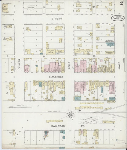 Sanborn Fire Insurance Map from Paxton, Ford County, Illinois (1887), Sheet #0002 - Complete Map Set gallery image, historic Sanborn map, vintage wall art, Illinois Illinois