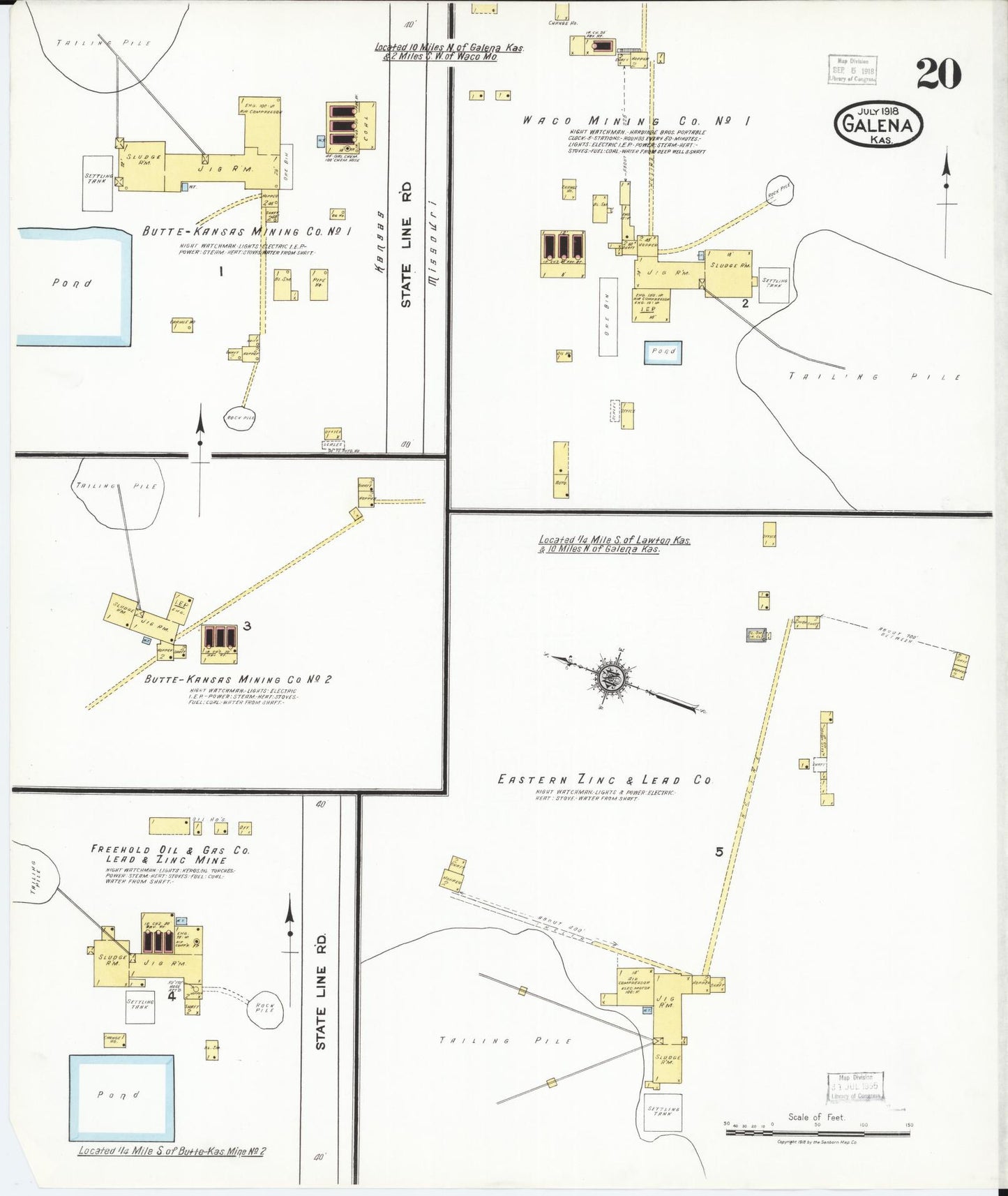 Sanborn Fire Insurance Map from Galena, Cherokee County, Kansas (1918), Sheet #0020 - Complete Map Set gallery image, historic Sanborn map, vintage wall art, Kansas Kansas