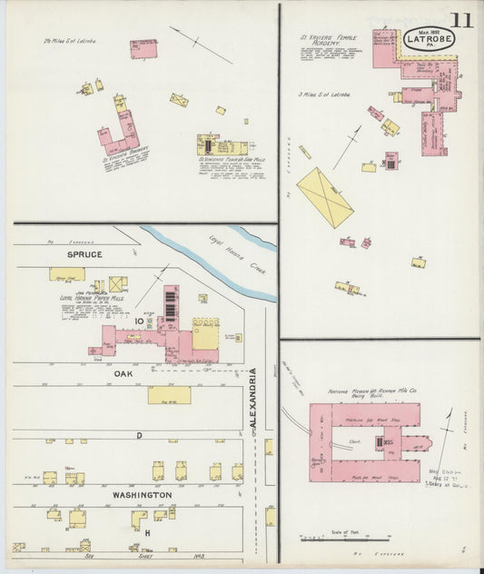 Sanborn Fire Insurance Map from Latrobe, Westmoreland County, Pennsylvania (1892), Sheet #0011 - Historic Sanborn Fire Insurance Map Print, vintage old map wall art, antique decor, genealogy gift, Pennsylvania Pennsylvania map