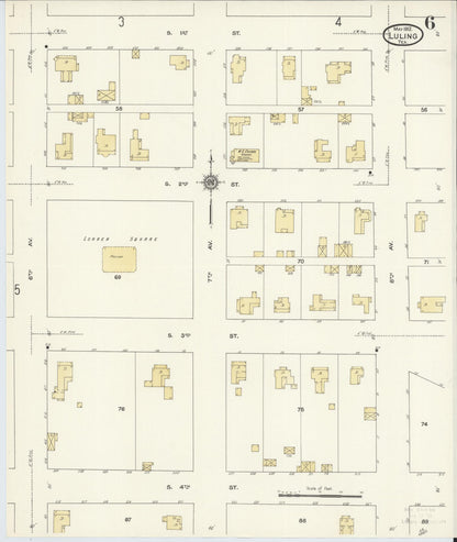 Sanborn Fire Insurance Map from Luling, Caldwell County, Texas (1912), Sheet #0006 - Complete Map Set gallery image, historic Sanborn map, vintage wall art, Texas Texas