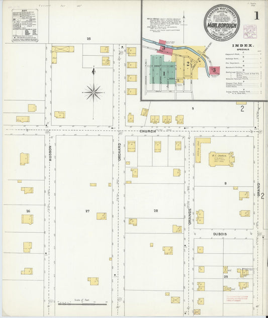 Sanborn Fire Insurance Map from Marlborough, Ulster County, New York (1905), Sheet #0001 - Historic Sanborn Fire Insurance Map Print, vintage old map wall art, antique decor, genealogy gift, New York New York map