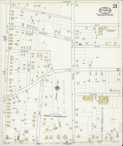 Sanborn Fire Insurance Map from Patchogue, Suffolk County, New York (1916), Sheet #0021 - Historic Sanborn Fire Insurance Map Print, vintage old map wall art, antique decor, genealogy gift, New York New York map