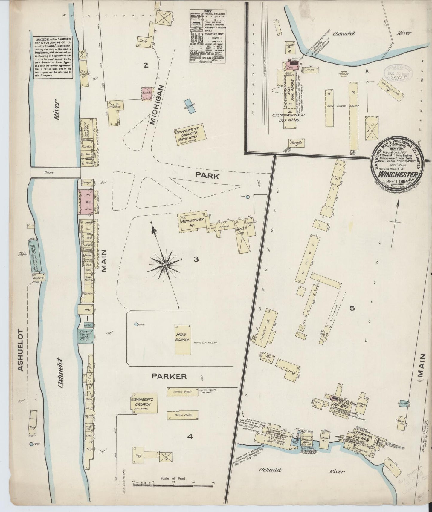 Sanborn Fire Insurance Map from Winchester, Cheshire County, New Hampshire. (1884) – Historic Sanborn Fire Insurance Map Print
