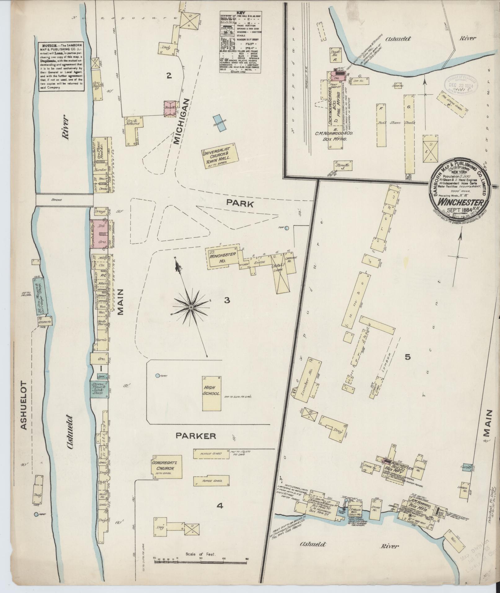 Sanborn Fire Insurance Map from Winchester, Cheshire County, New Hampshire. (1884) – Historic Sanborn Fire Insurance Map Print