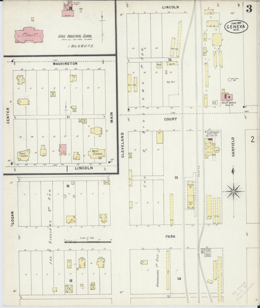 Sanborn Fire Insurance Map from Geneva, Fillmore County, Nebraska (1897), Sheet #0003 - Historic Sanborn Fire Insurance Map Print, vintage old map wall art, antique decor, genealogy gift, Nebraska Nebraska map