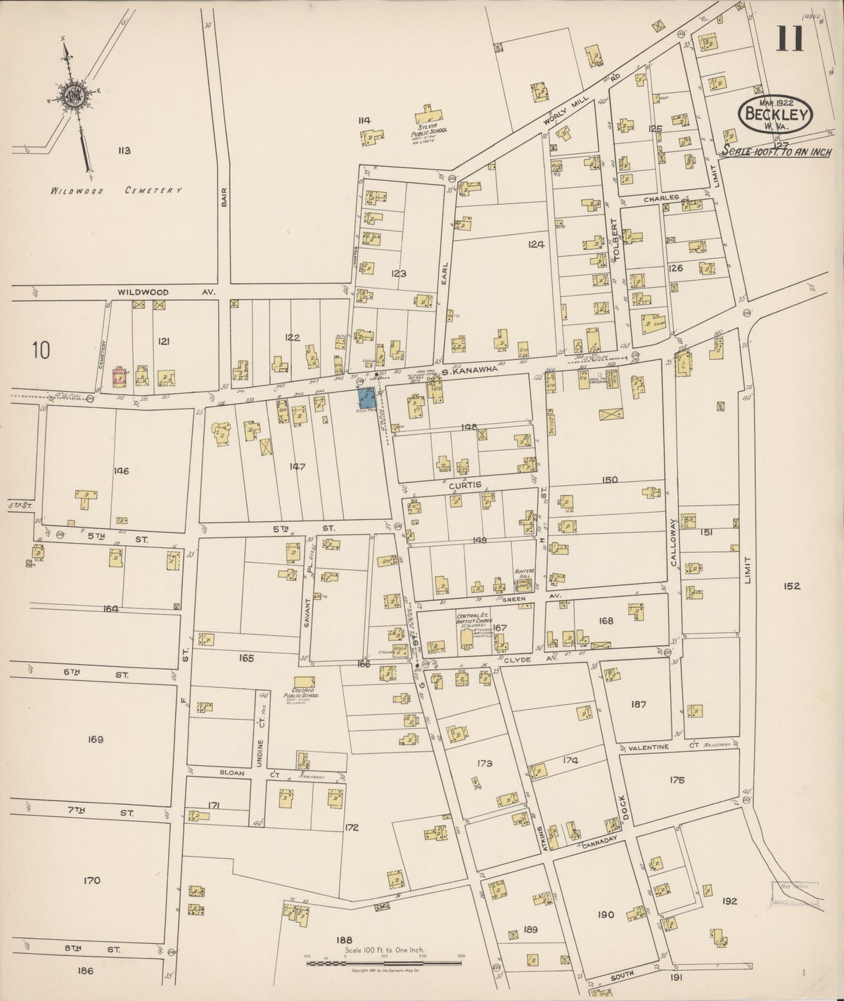 Sanborn Fire Insurance Map from Beckley, Raleigh County, West Virginia (1922), Sheet #0011 - Complete Map Set gallery image, historic Sanborn map, vintage wall art, West Virginia West Virginia