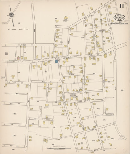 Sanborn Fire Insurance Map from Beckley, Raleigh County, West Virginia (1922), Sheet #0011 - Complete Map Set gallery image, historic Sanborn map, vintage wall art, West Virginia West Virginia