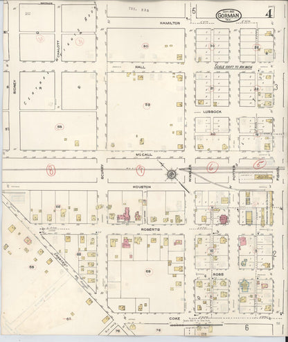 Sanborn Fire Insurance Map from Gorman, Eastland County, Texas (1945), Sheet #0004 - Complete Map Set gallery image, historic Sanborn map, vintage wall art, Texas Texas