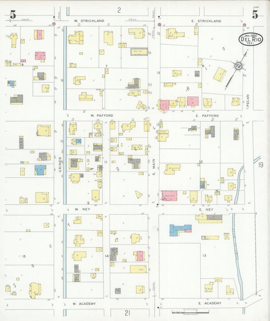 Sanborn Fire Insurance Map from Del Rio, Val Verde County, Texas (1930), Sheet #0005 - Historic Sanborn Fire Insurance Map Print, vintage old map wall art, antique decor, genealogy gift, Texas Texas map