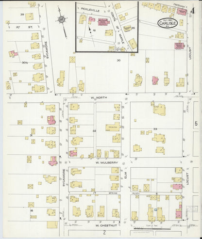 Sanborn Fire Insurance Map from Carlisle, Nicholas County, Kentucky (1916), Sheet #0004 - Complete Map Set gallery image, historic Sanborn map, vintage wall art, Kentucky Kentucky