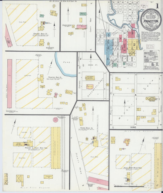 Sanborn Fire Insurance Map from Princeton, Mille Lacs County, Minnesota (1904), Sheet #0001 - Historic Sanborn Fire Insurance Map Print, vintage old map wall art, antique decor, genealogy gift, Minnesota Minnesota map