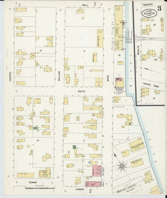 Sanborn Fire Insurance Map from Huron, Erie County, Ohio (1901), Sheet #0003 - Historic Sanborn Fire Insurance Map Print, vintage old map wall art, antique decor, genealogy gift, Ohio Ohio map