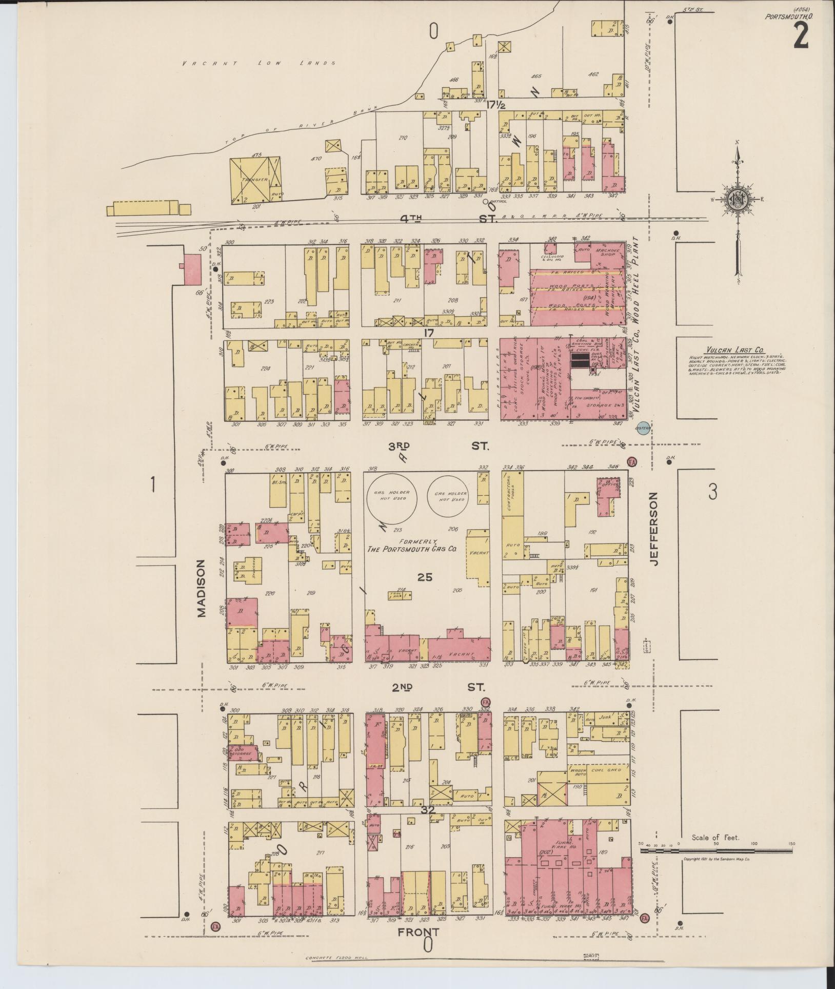 Sanborn Fire Insurance Map from Portsmouth, Scioto County, Ohio (1921), Sheet #0002 - Complete Map Set gallery image, historic Sanborn map, vintage wall art, Ohio Ohio