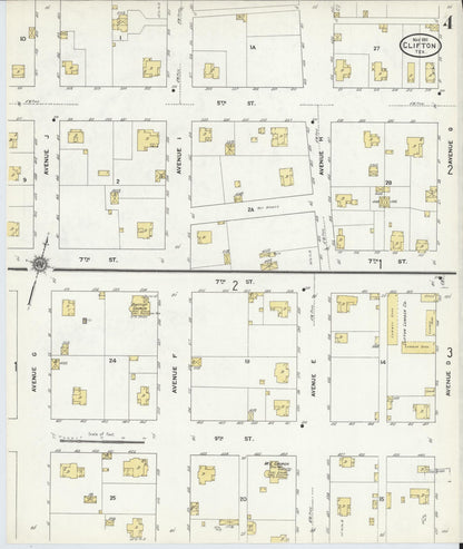 Sanborn Fire Insurance Map from Clifton, Bosque County, Texas (1911), Sheet #0004 - Historic Sanborn Fire Insurance Map Print, vintage old map wall art, antique decor, genealogy gift, Texas Texas map