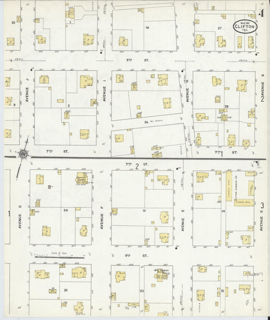 Sanborn Fire Insurance Map from Clifton, Bosque County, Texas (1911), Sheet #0004 - Historic Sanborn Fire Insurance Map Print, vintage old map wall art, antique decor, genealogy gift, Texas Texas map