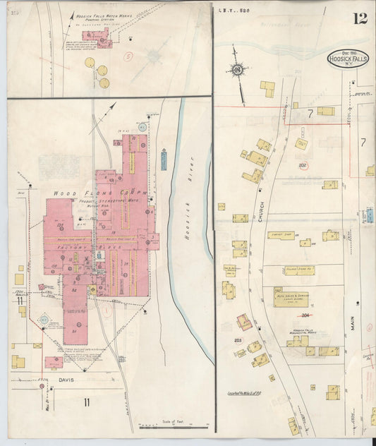 Sanborn Fire Insurance Map from Hoosick Falls, Rensselaer County, New York (1945), Sheet #0012 - Historic Sanborn Fire Insurance Map Print, vintage old map wall art, antique decor, genealogy gift, New York New York map