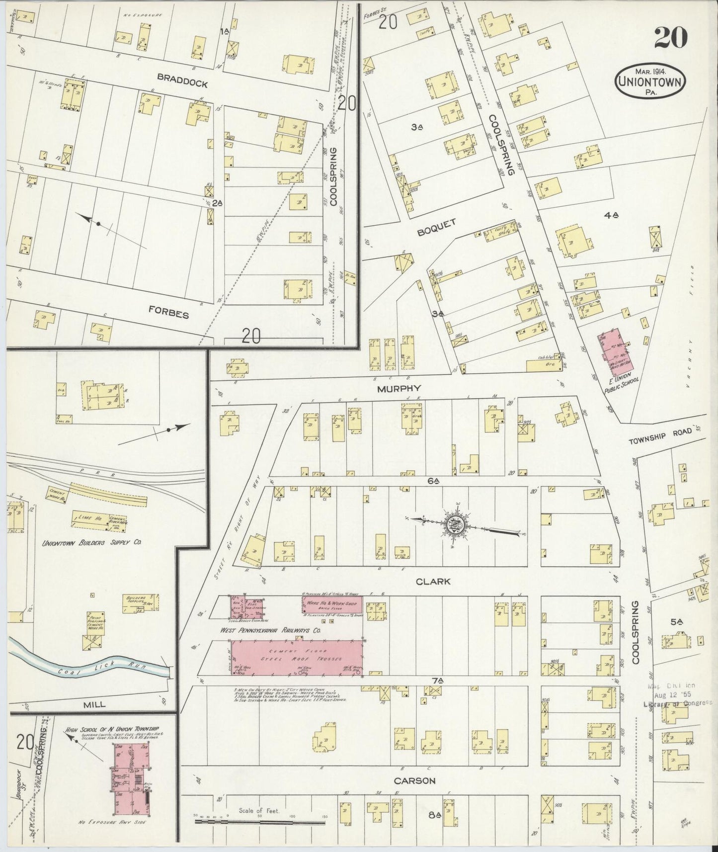 Sanborn Fire Insurance Map from Uniontown, Fayette County, Pennsylvania (1914), Sheet #0020 - Complete Map Set gallery image, historic Sanborn map, vintage wall art, Pennsylvania Pennsylvania