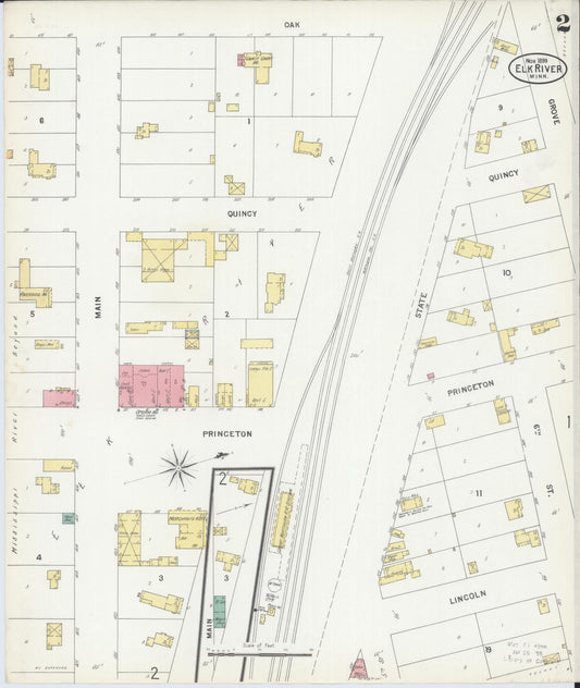 Sanborn Fire Insurance Map from Elk River, Sherburne County, Minnesota (1899), Sheet #0002 - Historic Sanborn Fire Insurance Map Print, vintage old map wall art, antique decor, genealogy gift, Minnesota Minnesota map
