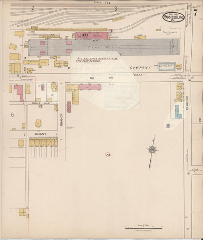 Sanborn Fire Insurance Map from Parkesburg, Chester County, Pennsylvania (1934), Sheet #0007 - Historic Sanborn Fire Insurance Map Print, vintage old map wall art, antique decor, genealogy gift, Pennsylvania Pennsylvania map