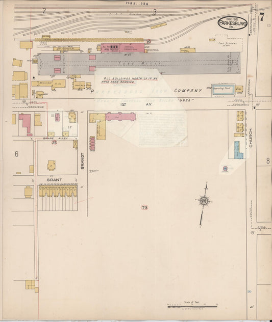 Sanborn Fire Insurance Map from Parkesburg, Chester County, Pennsylvania (1934), Sheet #0007 - Historic Sanborn Fire Insurance Map Print, vintage old map wall art, antique decor, genealogy gift, Pennsylvania Pennsylvania map