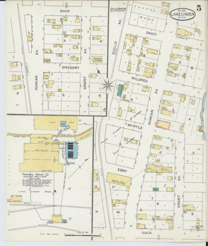 Sanborn Fire Insurance Map from Lake Linden, Houghton County, Michigan (1893), Sheet #0005 - Complete Map Set gallery image, historic Sanborn map, vintage wall art, Michigan Michigan
