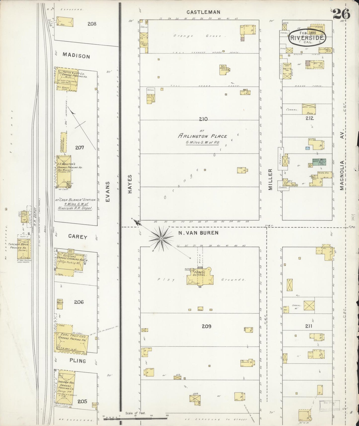 Sanborn Fire Insurance Map from Riverside, Riverside County, California (1895), Sheet #0026 - Complete Map Set gallery image, historic Sanborn map, vintage wall art, California California