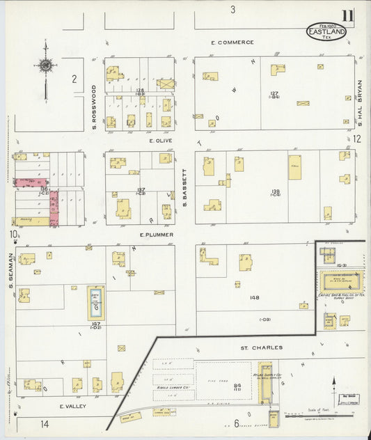 Sanborn Fire Insurance Map from Eastland, Eastland County, Texas (1920), Sheet #0011 - Historic Sanborn Fire Insurance Map Print, vintage old map wall art, antique decor, genealogy gift, Texas Texas map