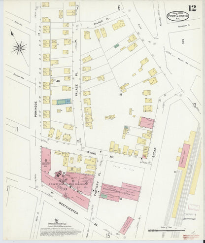 Sanborn Fire Insurance Map from Port Chester, Westchester County, New York (1908), Sheet #0012 - Complete Map Set gallery image, historic Sanborn map, vintage wall art, New York New York
