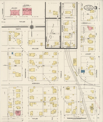 Sanborn Fire Insurance Map from Ladoga, Montgomery County, Indiana (1922), Sheet #0003 - Historic Sanborn Fire Insurance Map Print, vintage old map wall art, antique decor, genealogy gift, Indiana Indiana map