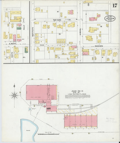 Sanborn Fire Insurance Map from Jackson, Madison County, Tennessee (1901), Sheet #0017 - Complete Map Set gallery image, historic Sanborn map, vintage wall art, Tennessee Tennessee