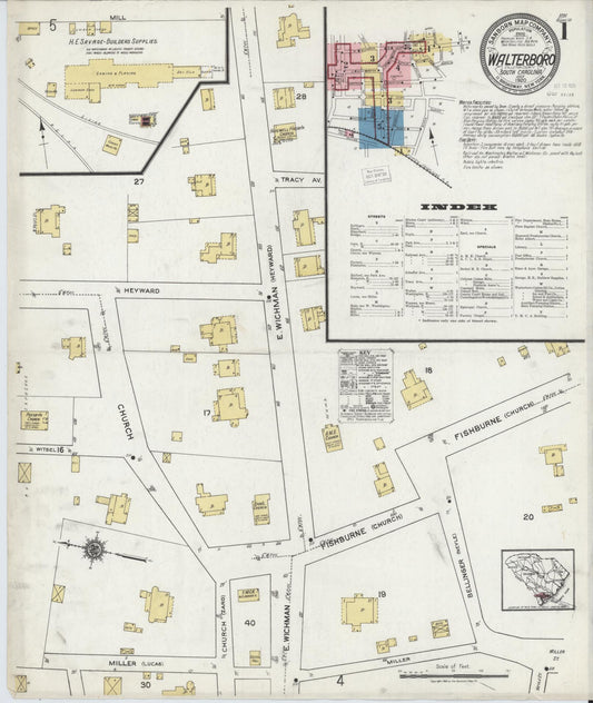 Sanborn Fire Insurance Map from Walterboro, Colleton County, South Carolina. (1920) – Historic Sanborn Fire Insurance Map Print