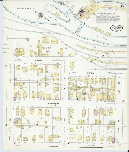 Sanborn Fire Insurance Map from Alpena, Alpena County, Michigan (1910), Sheet #0006 - Historic Sanborn Fire Insurance Map Print, vintage old map wall art, antique decor, genealogy gift, Michigan Michigan map