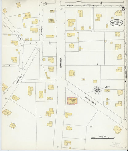 Sanborn Fire Insurance Map from Pittsburg, Camp County, Texas (1906), Sheet #0005 - Historic Sanborn Fire Insurance Map Print, vintage old map wall art, antique decor, genealogy gift, Texas Texas map