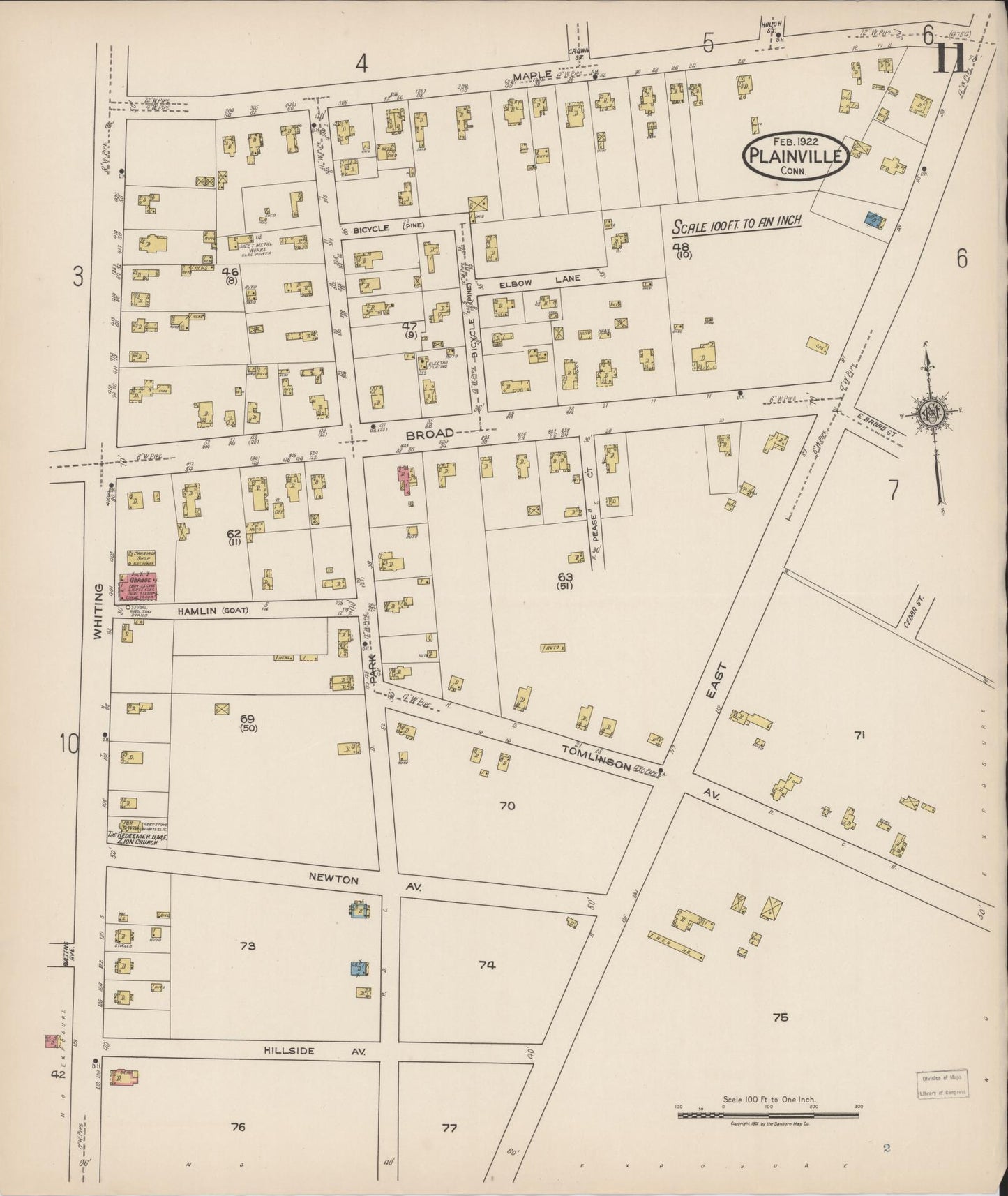 Sanborn Fire Insurance Map from Plainville, Hartford County, Connecticut (1922), Sheet #0011 - Complete Map Set gallery image, historic Sanborn map, vintage wall art, Connecticut Connecticut