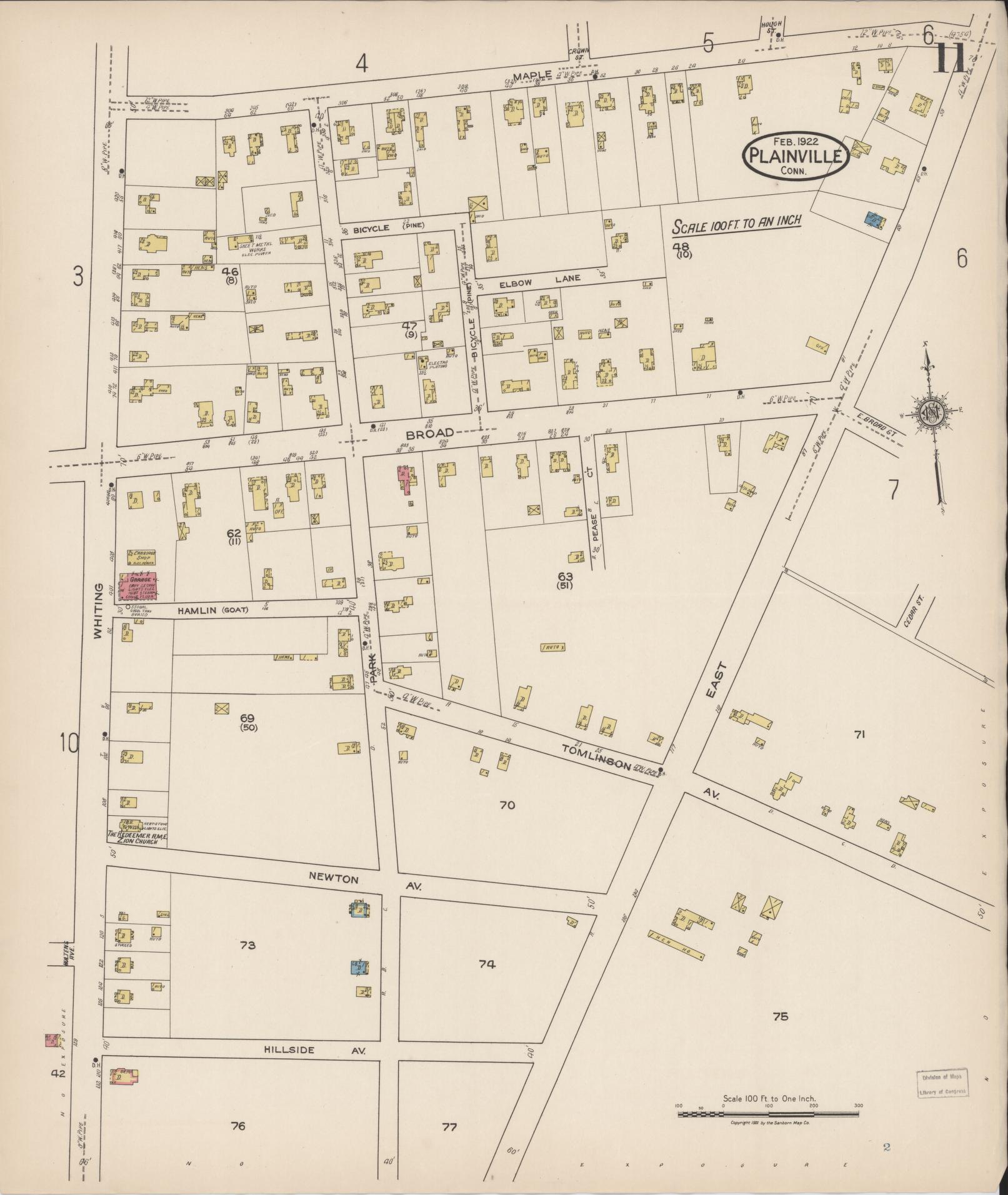 Sanborn Fire Insurance Map from Plainville, Hartford County, Connecticut (1922), Sheet #0011 - Complete Map Set gallery image, historic Sanborn map, vintage wall art, Connecticut Connecticut