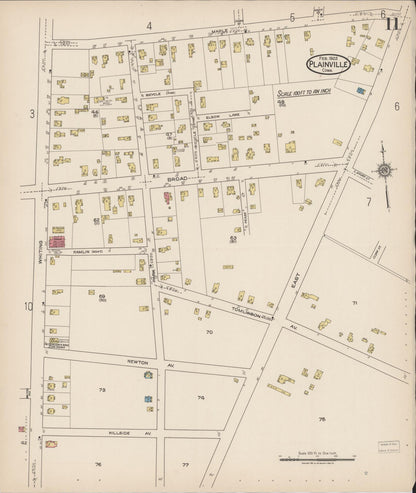 Sanborn Fire Insurance Map from Plainville, Hartford County, Connecticut (1922), Sheet #0011 - Complete Map Set gallery image, historic Sanborn map, vintage wall art, Connecticut Connecticut