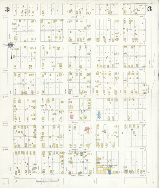 Sanborn Fire Insurance Map from Hebbronville, Jim Hogg County, Texas (1934), Sheet #0003 - Historic Sanborn Fire Insurance Map Print, vintage old map wall art, antique decor, genealogy gift, Texas Texas map