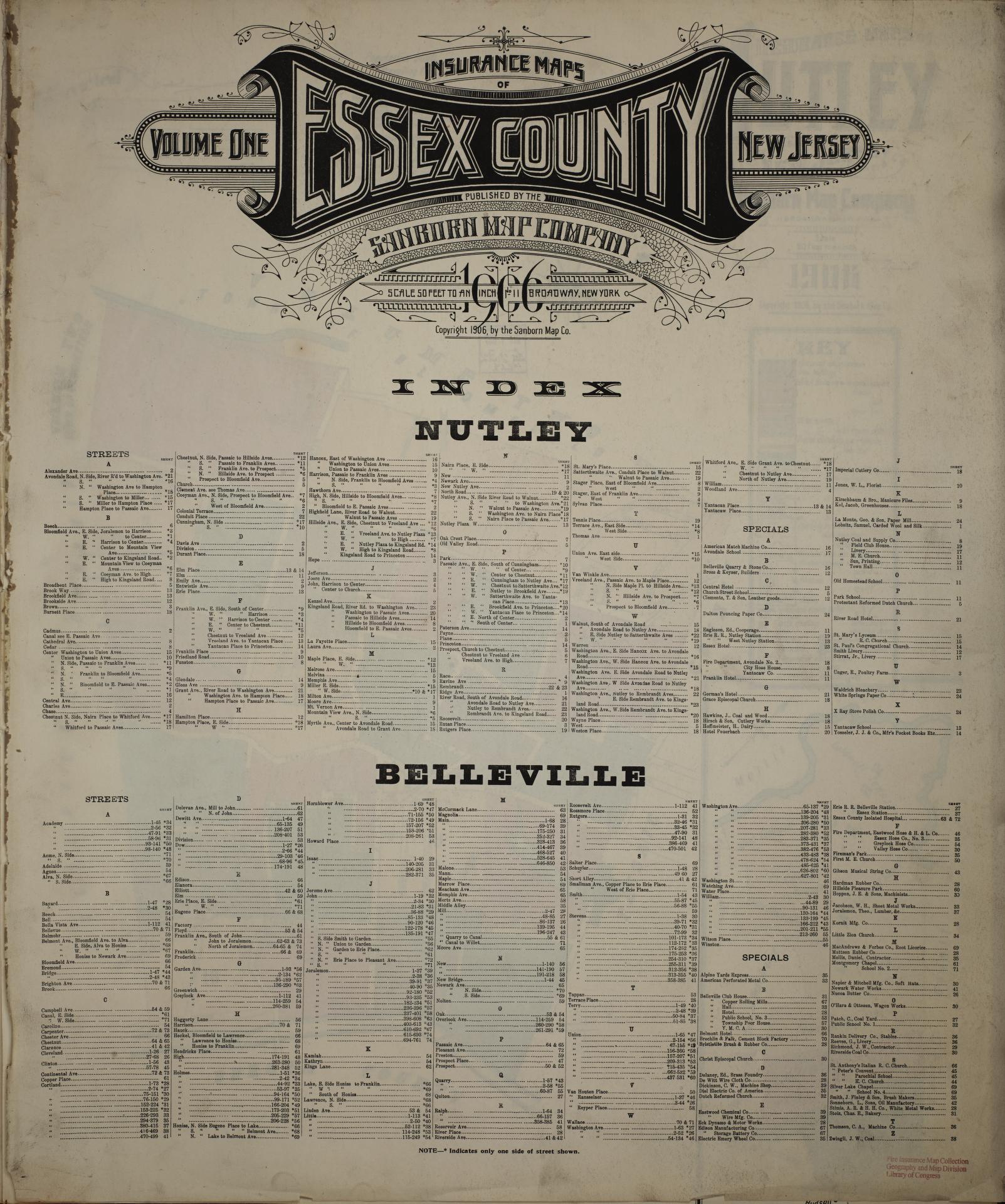 Sanborn Fire Insurance Map from Essex Co., Essex County, New Jersey. (1906) – Historic Sanborn Fire Insurance Map Print
