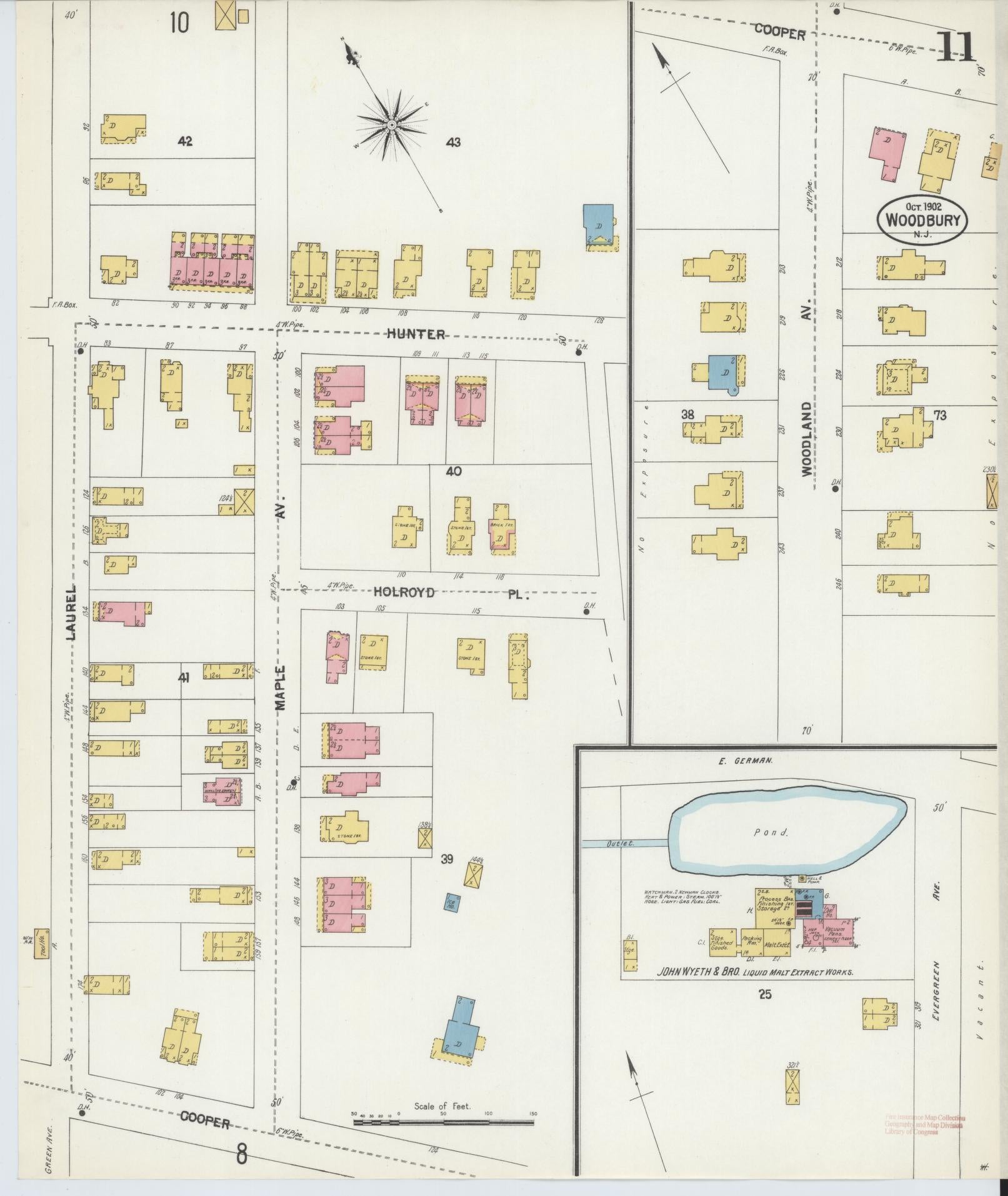 Sanborn Fire Insurance Map from Woodbury, Gloucester County, New Jersey (1902), Sheet #0011 - Complete Map Set gallery image, historic Sanborn map, vintage wall art, New Jersey New Jersey