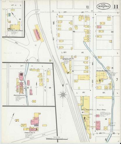 Sanborn Fire Insurance Map from Beaver Falls, Beaver County, Pennsylvania (1901), Sheet #0011 - Complete Map Set gallery image, historic Sanborn map, vintage wall art, Pennsylvania Pennsylvania