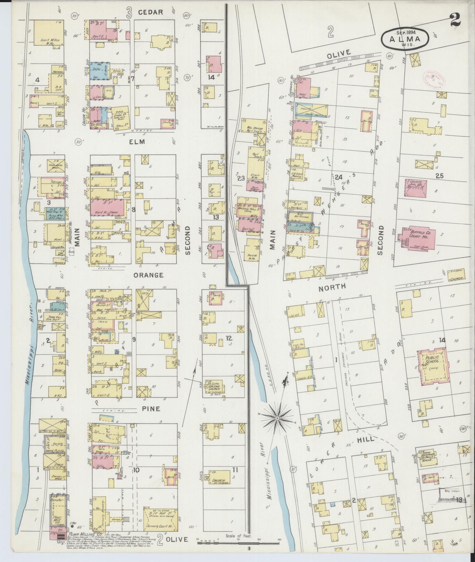 Sanborn Fire Insurance Map from Alma, Buffalo County, Wisconsin (1894), Sheet #0002 - Complete Map Set gallery image, historic Sanborn map, vintage wall art, Wisconsin Wisconsin