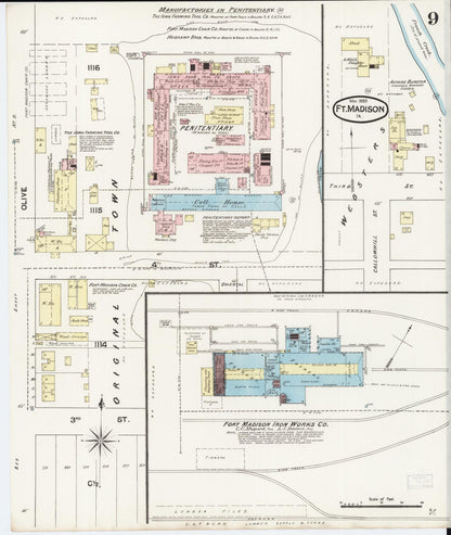 Sanborn Fire Insurance Map from Fort Madison, Lee County, Iowa (1889), Sheet #0009 - Historic Sanborn Fire Insurance Map Print