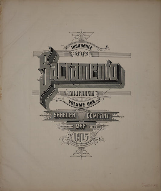 Sanborn Fire Insurance Map from Sacramento, Sacramento County, California (1915), Sheet #0001 - Complete Map Set gallery image, historic Sanborn map, vintage wall art, California California